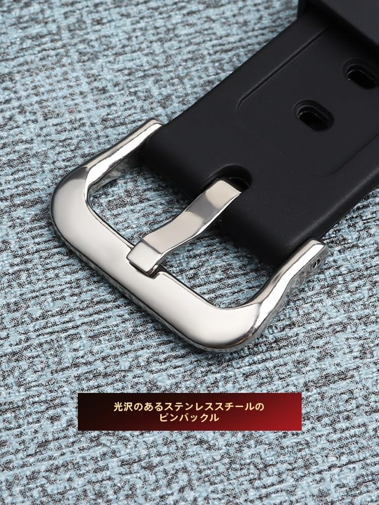 [syzynicy] Replacement Silicone Watch Strap for GM-B2100/GMW-B5000 Black Resin Double Convex Watch Band (Black Link Silver Buckle, GM-B2100)