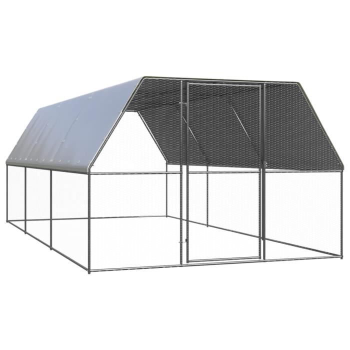 3154377 vidaXL Poulailler d'extérieur 3x6x2 m Acier galvanisé