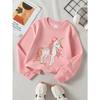 European Sizes Unicorn Floral Mane Stars Girls' Crew Neck Fashion Sweatshirt, Western Top, Children's Long Sleeved Casual Tee