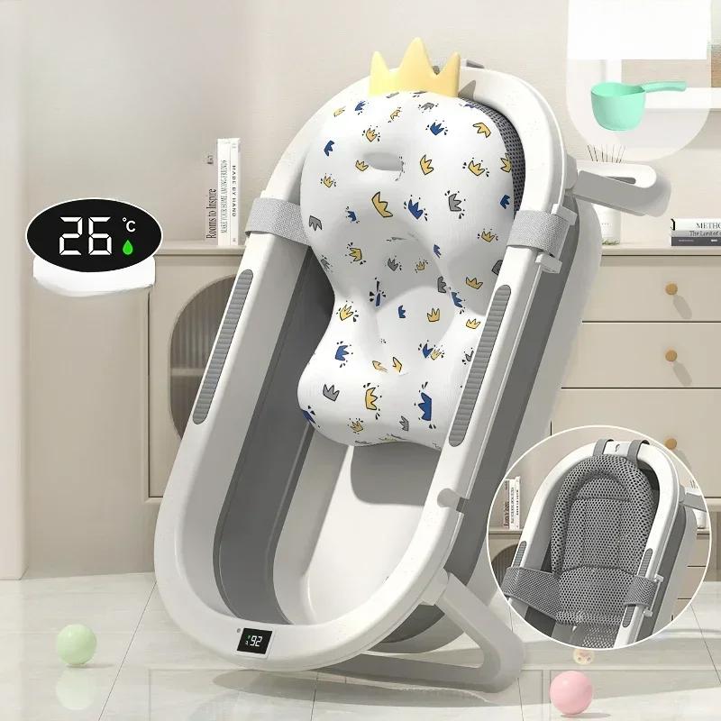 Warm and Foldable Baby Bath Tub Comfortable Toddler Bath Tub for Sitting and Lying Ideal for Newborns and Children