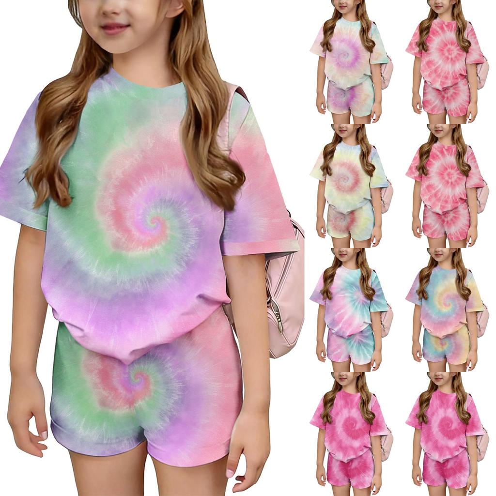 Kid Patriotic Outfit - Short Sleeve & Shorts 2-Piece Set For Girl