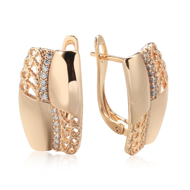 Новая Мода Глянцевые Натуральные Цирконы Серьги Для Женщин Необычные Креативные Полые Цветы Цвет Розовое Золото Винтажные Ювелирные Изделия