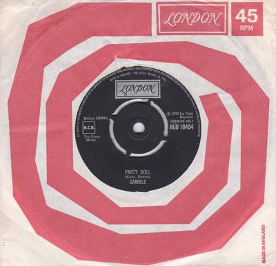 7inch Record GAMBLE - Party Doll / Tell It To Your Mama HLU10454 London Records 1947 UK Rock Used