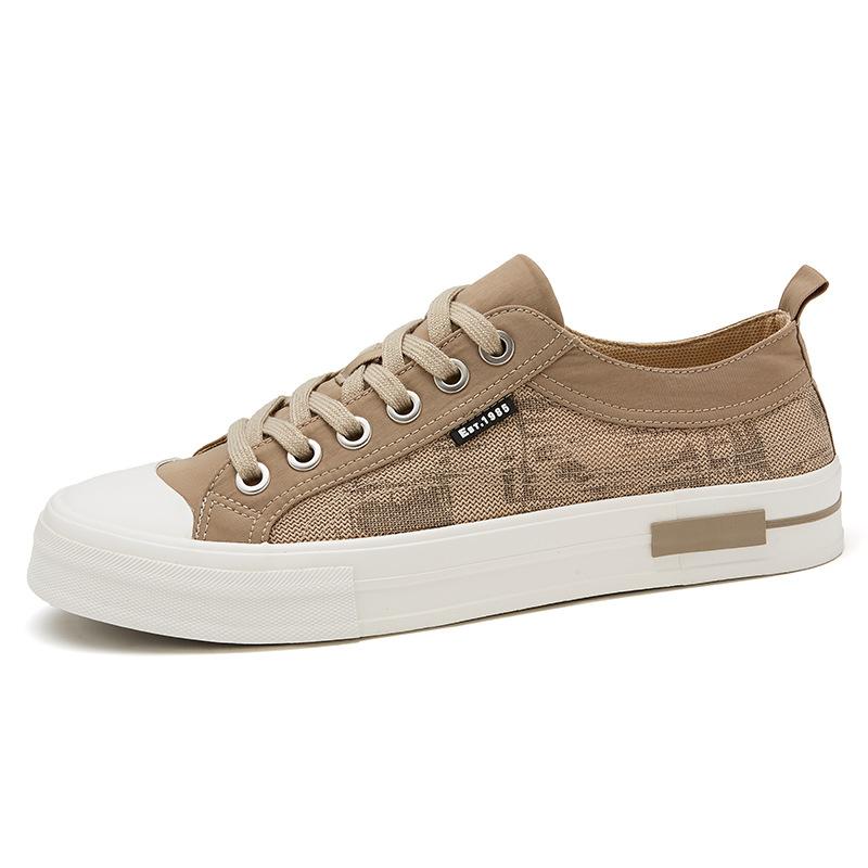 New Summer Mens Shoes Trendy Comfortable Breathable and Versatile Casual Cloth Shoes Low Top Flat Laceup Shoes