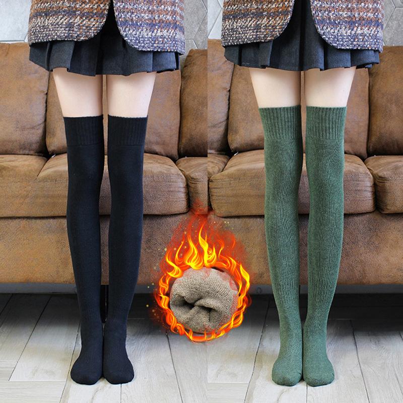 

Утолщенные махровые длинные носки для женщин, осенние и зимние, высокие носки с подкладкой для голени 2pcs