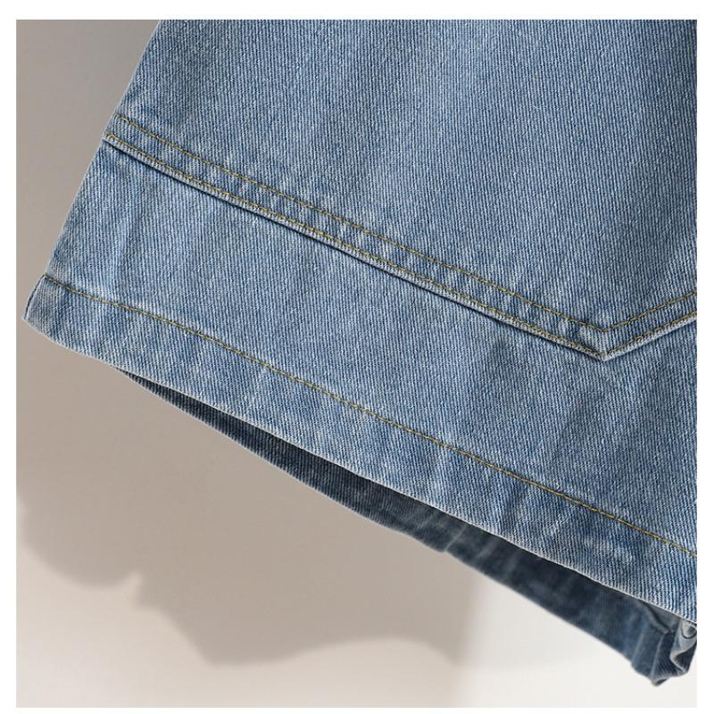 DIMANAF 2026 Summer New Plus Size Women High Waist Elastic Wide Leg Denim Shorts Pants Cotton Casual Lady Bottoms