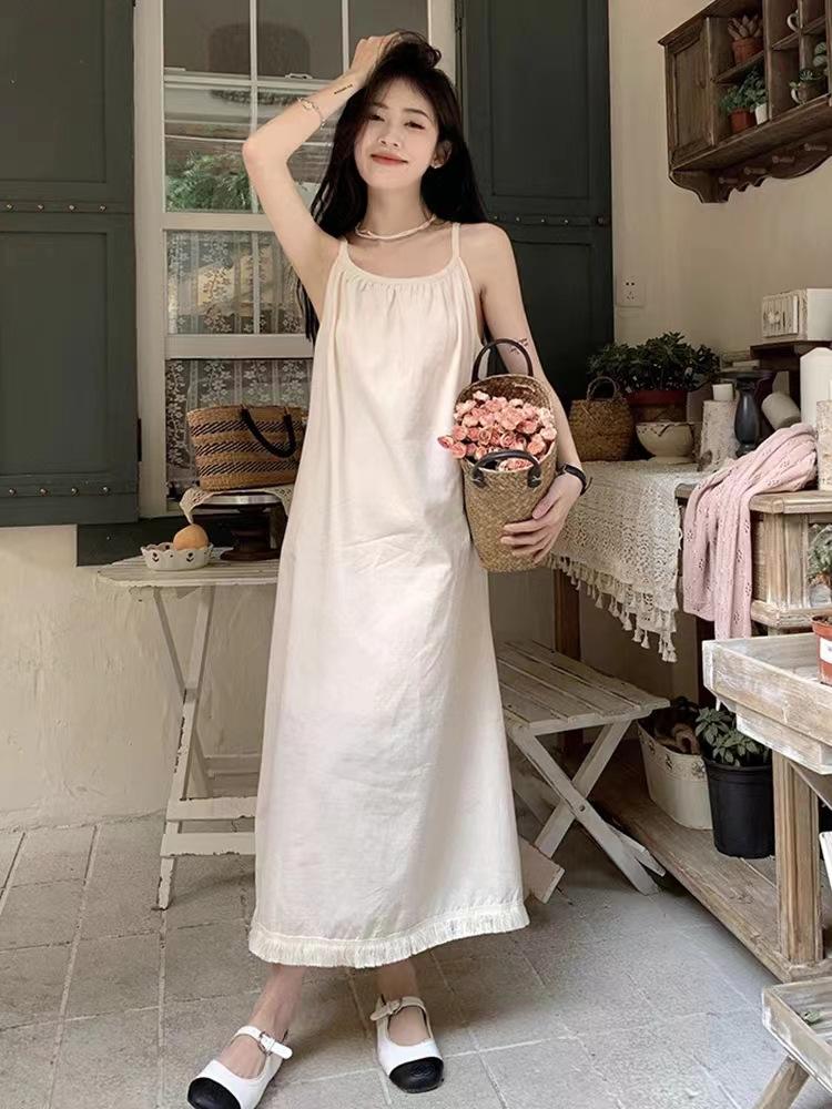 French Suspender Dress Fairy Summer Seaside Vacation Long Dress Gentle Wind Sweet Loose Temperament a Word Skirt
