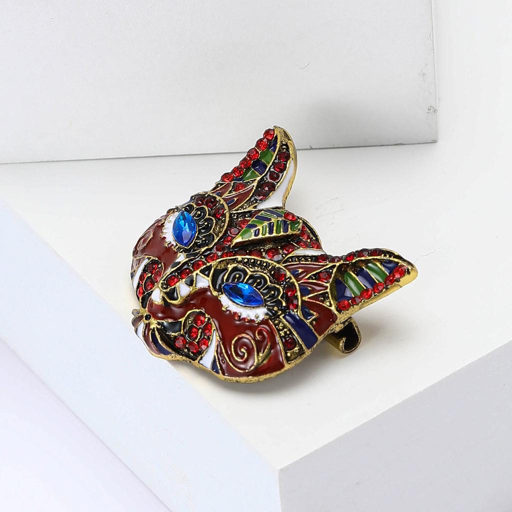 Cute Alloy Rhinestone Fox Mask Brooch Fashion High-End Men'S And Women'S Suits Cardigan Corsage Jewelry Pin