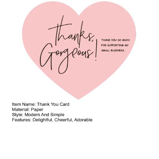 Yousheng 150 Pcs Love Heart Shaped Thank You Cards 2.36 X 2.76 Inch Blank Notecards Greeting Cards for Wedding Baby Shower Small Business