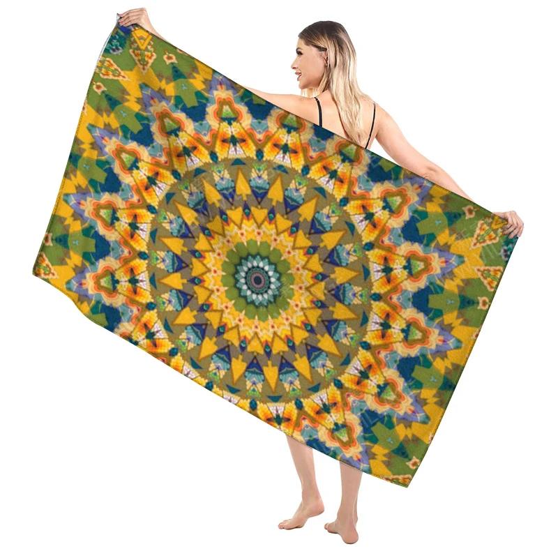 

Mandala Bathroom Bath Towels for Adults Sauna Vintage Beach Towel Gym Towel Set Large Hotel Woman Shower Quick Drying Microfiber W30*H60(CM)