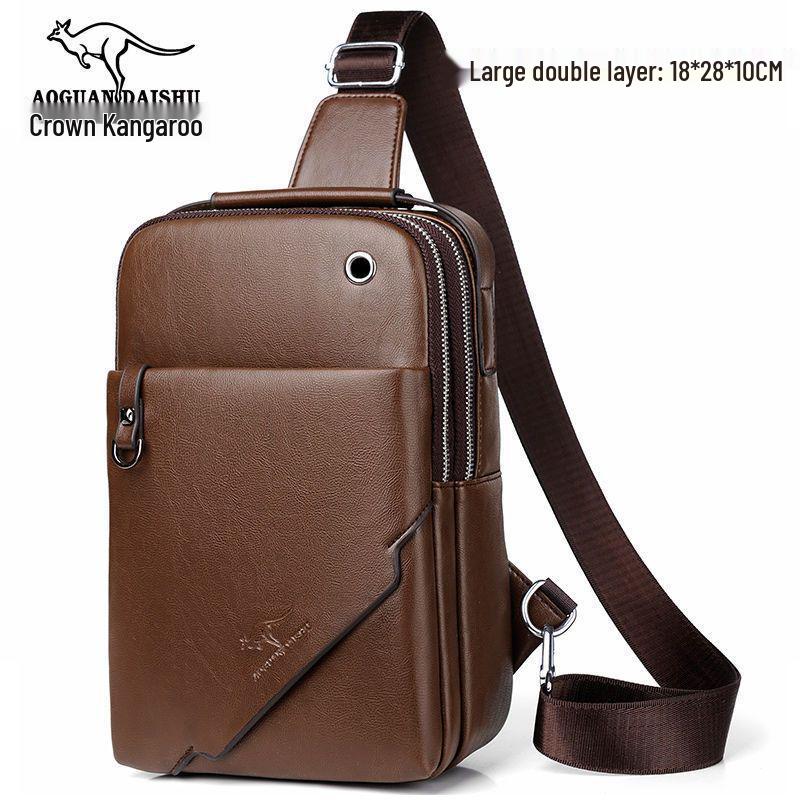 

Men s Korean Style Leather Crossbody Chest Bag for 11-inch Tablet