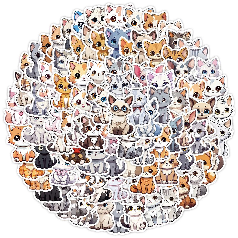 100 Cute Kitten Graffiti Stickers for Kids: DIY Water Bottle, Computer, Skateboard Decor