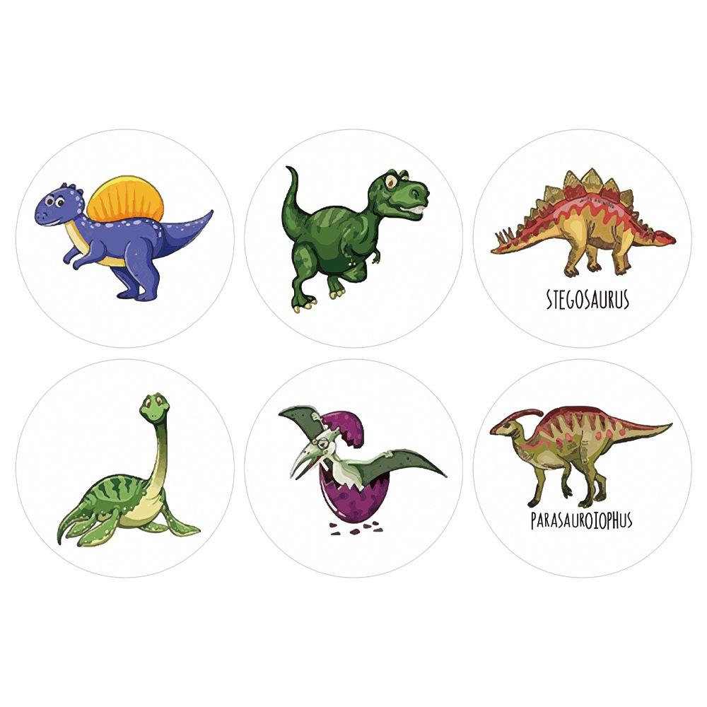 100-500Pcs 1'' Round Dinosaur Stickers For Teacher Reward Stickers School Supplies Animal Incentive Roll Sticker For Home