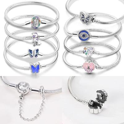 Sliver Bracelets Heart Lucky Eyes Bracelets Female for Women Anniversary Party Fine Bangles Jewellery Gifts High Quality