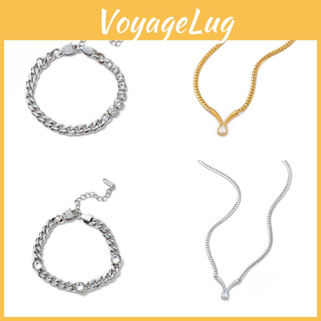 Stainless Steel Locking Chain With Dazzling Cz Gems For Daily Wear And Gift