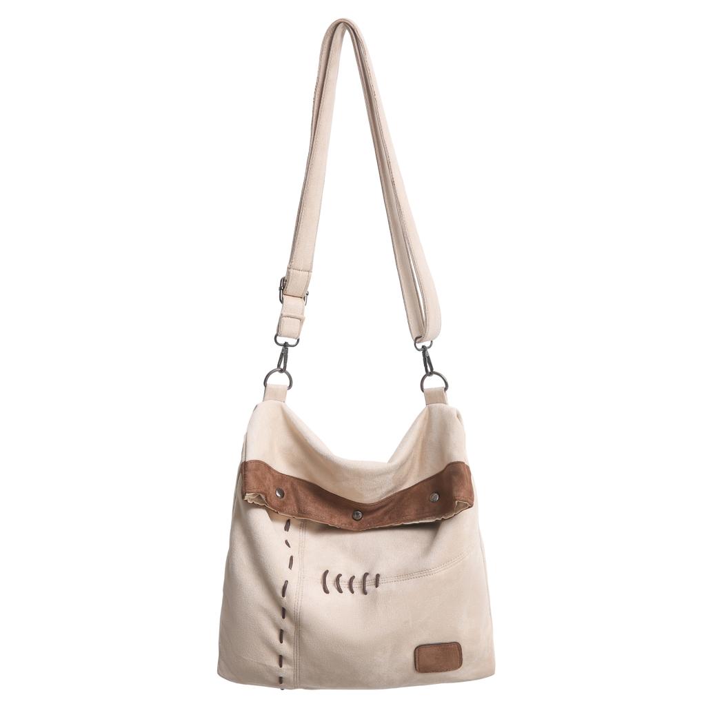 Bolsa de ombro estilo retrô com pele de veado costurada, bolsa de correio versátil, estilo de trabalho para lazer