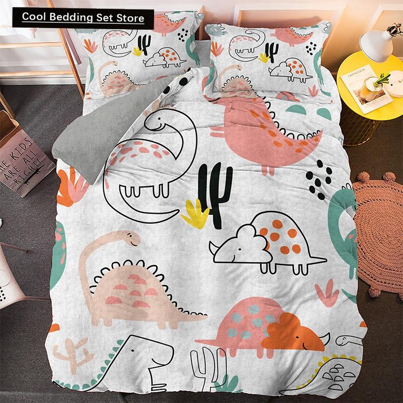 Cartoon Dinosaur Bedding Set Twin Queen King Animal Duvet Quilt Cover Pillowcase Jurassic World 2/3pcs Polyester Comforter Cover