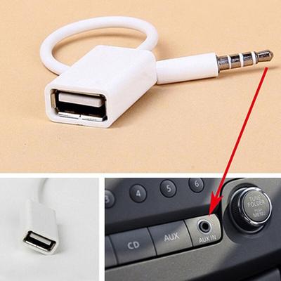 Bil MP3 3,5 mm Hann AUX Lydplugg Jack til USB 2 Hunn Konverter