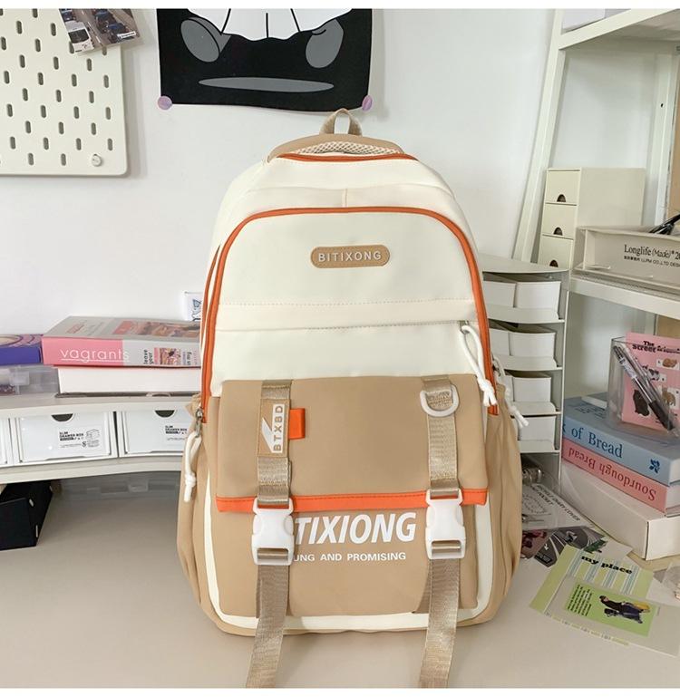 

Школьный рюкзак 2025 новый большой вместимости контрастного цвета модный многосекционный для учеников средней и старшей школы универсальный простой