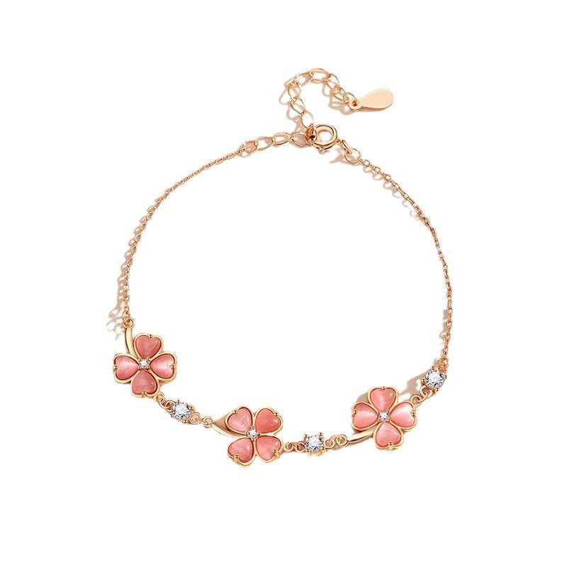 Four-Leaf Clover Bracelet Female Sweet Ins Niche Design Girlfriend Hand Jewelry Valentine'S Day Gift For Girlfriend Quality