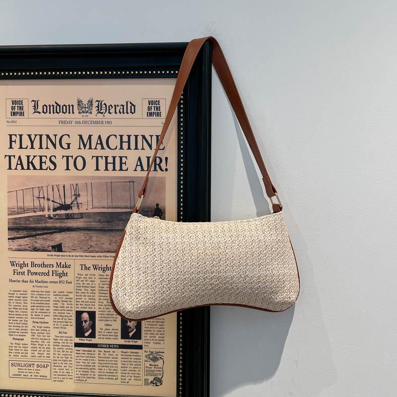 Single-shoulder Underarm Trendy Woven Cherry Style Beach Tote Bag for Women