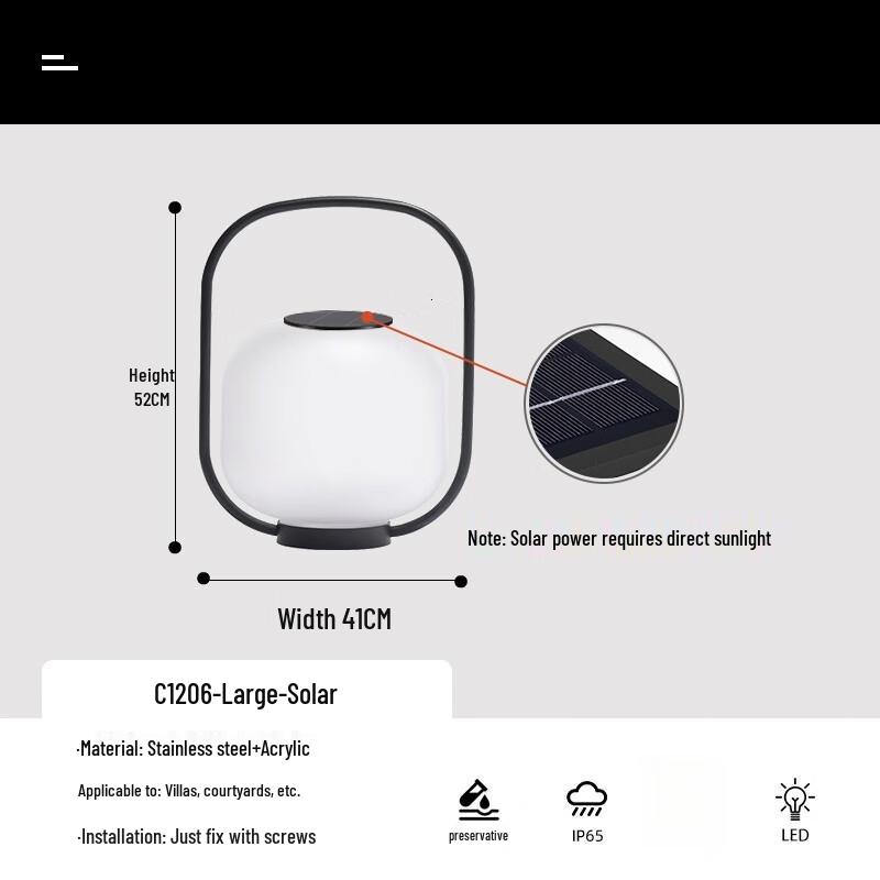 Large Solar Outdoor Waterproof Portable Garden Lantern