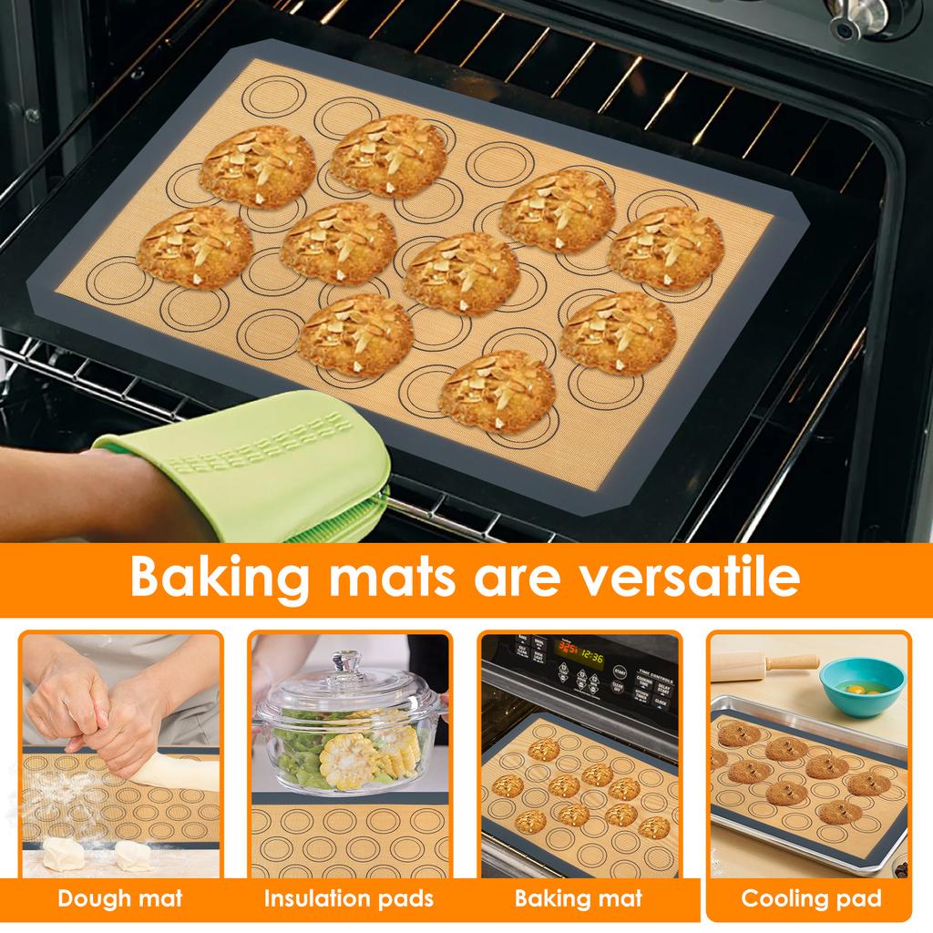 4Pcs Macaron Baking Mats Non Stick Silicone Macaroon Baking Sheet Reusable Heat-Resistant Cookie Oven Liner for Kitchen Baking