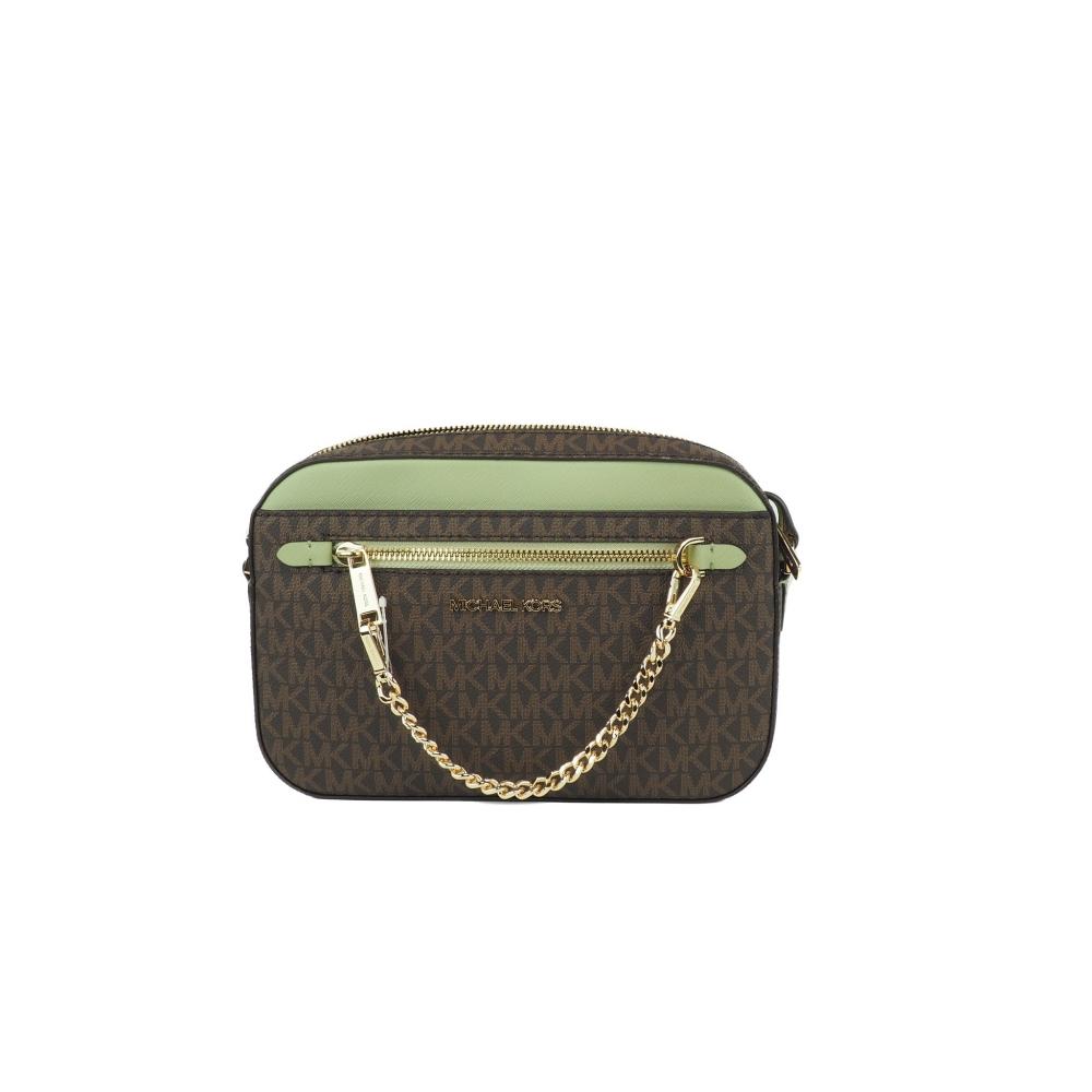 

Michael Kors Jet Set Большая женская сумка через плечо из кожи EW Sage на молнии с цепочкой и цепочкой, мультицветная