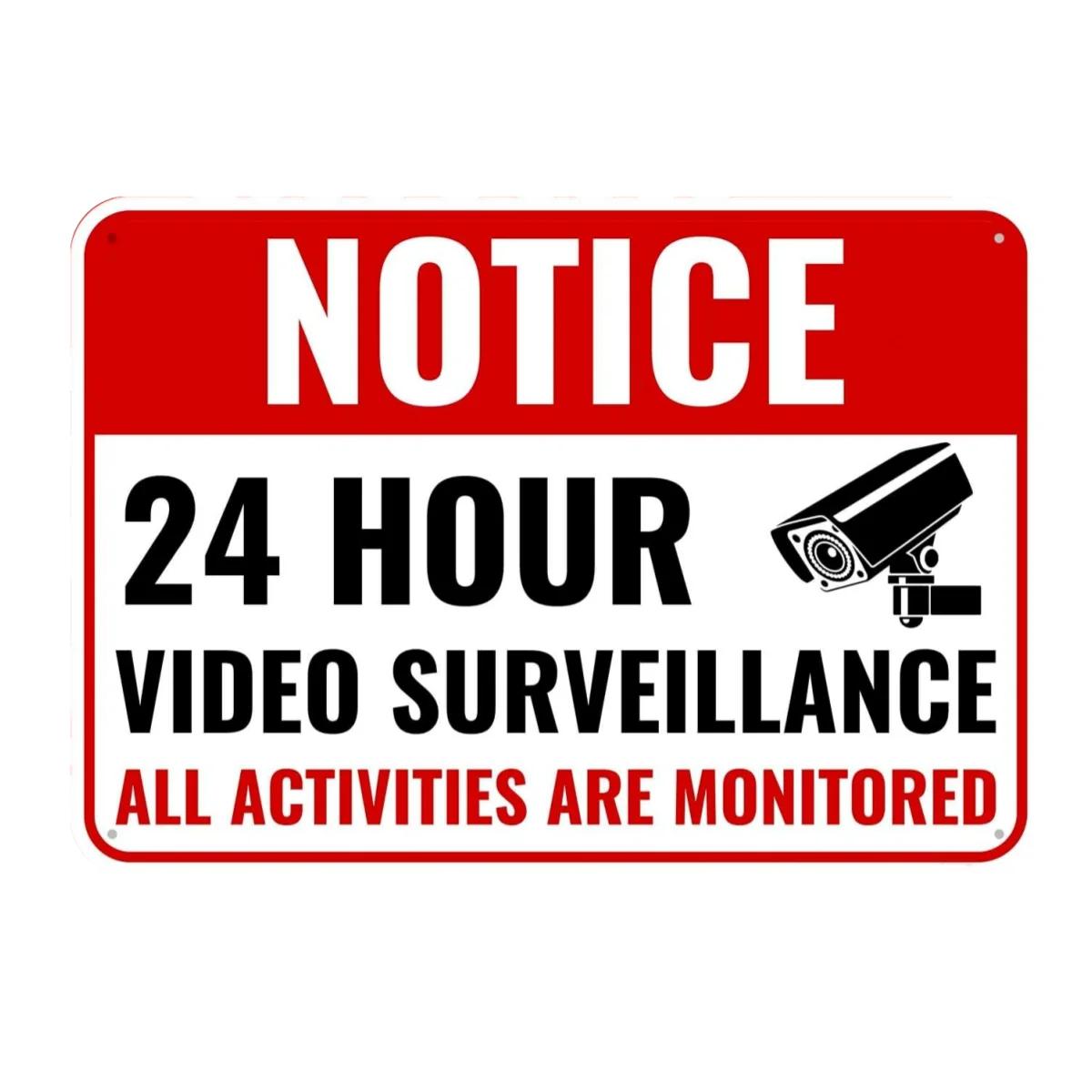 

1pcs Warning Metal Sign“Private Property - Trespassers Will Be Prosecuted, 24 Hour Video Surveillance” Tin Sign,Aluminum Sign 20x30cm（7.8x11.8inch）