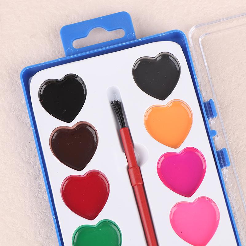 16 Farben Valentinstag Aquarellfarben Set Kunst Malpalette Kit Einzigartiges Herzdesign Basteln Malsets für Anfänger