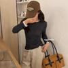 New Egg Women's Tencel Wool Two-Piece Long Sleeve Round Neck Slimming Color Block Top
