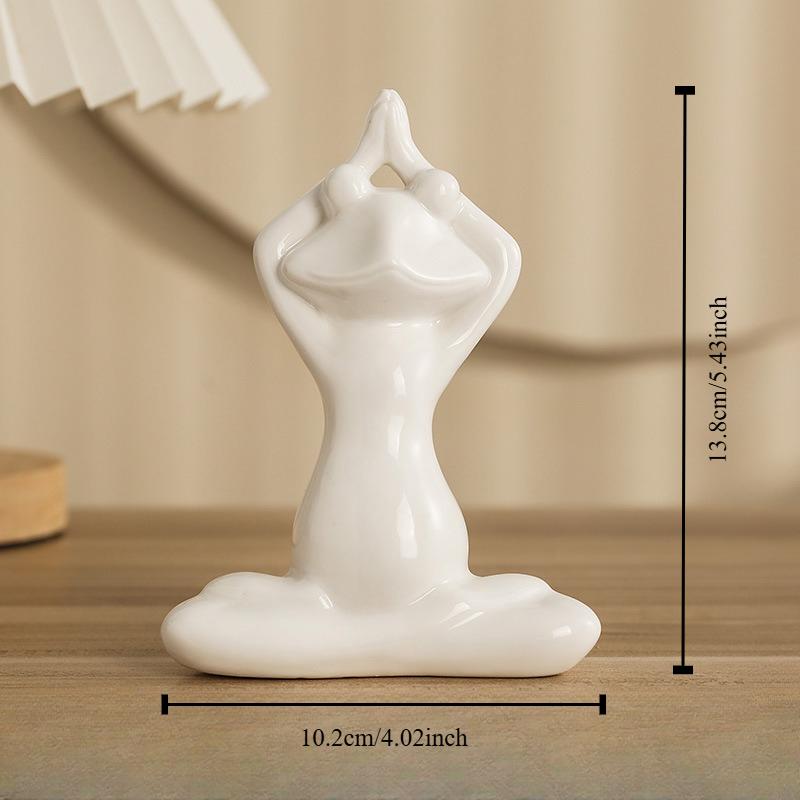 Home Decor Frog Abstract Art Ceramic Yoga Poses Figurine Porcelain Lady Figure Statue Studio Decor Ornament Indoor Decoration