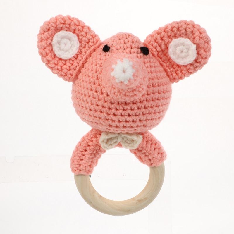 Elephant Shape Baby Rattles Teether Custom Baby Rattles Toys Newborn Colorful Cute Wooden Baby Rattle оранжевый
