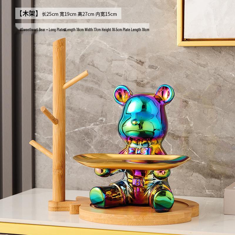 Elegant Ceramic Bear Storage Tray & Piggy Bank - Hallway Shoe Cabinet & Living Room Decor