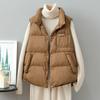 European leather standard down vest women's short new loose stand-up collar vest white duck down vest vest jacket