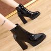 Fashion 2024 High Quality Shoes Female Slingbacks Women's Boots Autumn Pointed Toe Solid High Tube Block Heels Zipper Fashion Boots