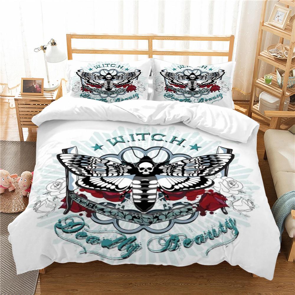 3D Skull Print Bed Suit Bedding Quilt Cover Home Bedclothes Kids Gift Microfiber Comforter Breathable Duvet Cover