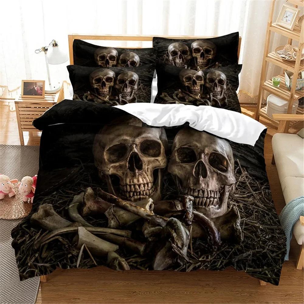 

3D Print Halowen Skuls Roupa De Cama Bedclothes Hapy Halowen Comfortable Quilt Cover Set Cover US Quen 28x28cm Bed Linen Set Drop Ship 100*200cm Single