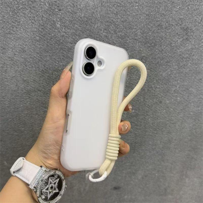 Soft Matte Candy Transparent Phone Case For iPhone 17 16 Pro Max 15 14 13 12 11 XS X 7 8 Plus 16e Hand Wrist Strap Lanyard Cover