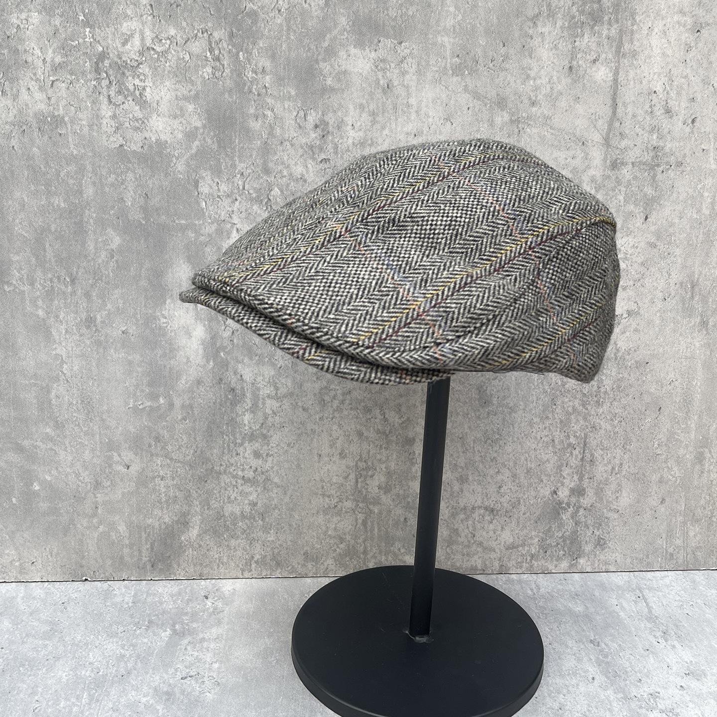 British Tweed Cap Men S And Women S Season Forward Hat Retro Plaid Couple Versatile Beret M（56-58cm）