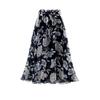 Womens Plain Knee Length Ladies Soft Stretch Flared Printed Skater Midi Skirt