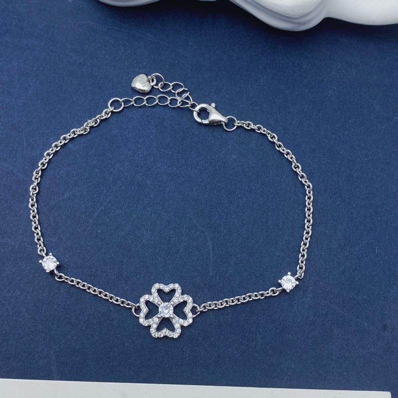 Korean-Style Exquisite S925 Sterling Silver Hollow Flower Bracelet for Women S925 Silver