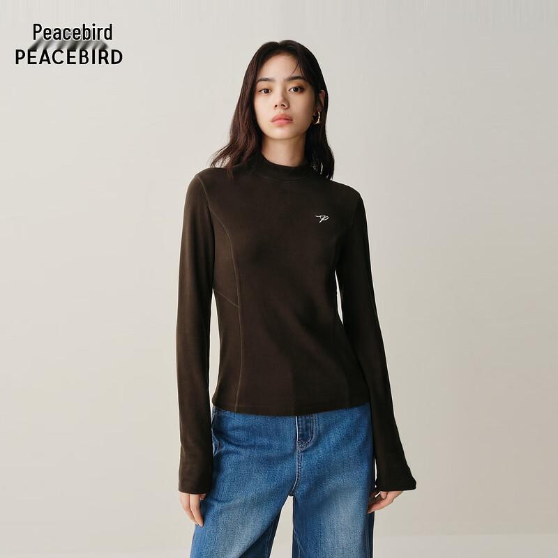 PEACEBIRD Women s Semi-High Collar Puffy Fleece Long Sleeve T-Shirt S
