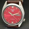 VINTAGE SEIKO 5 AUTOMATIC 7009A JAPAN MENS RED COLOR DIAL WATCH A701278-5 R206a-a701278