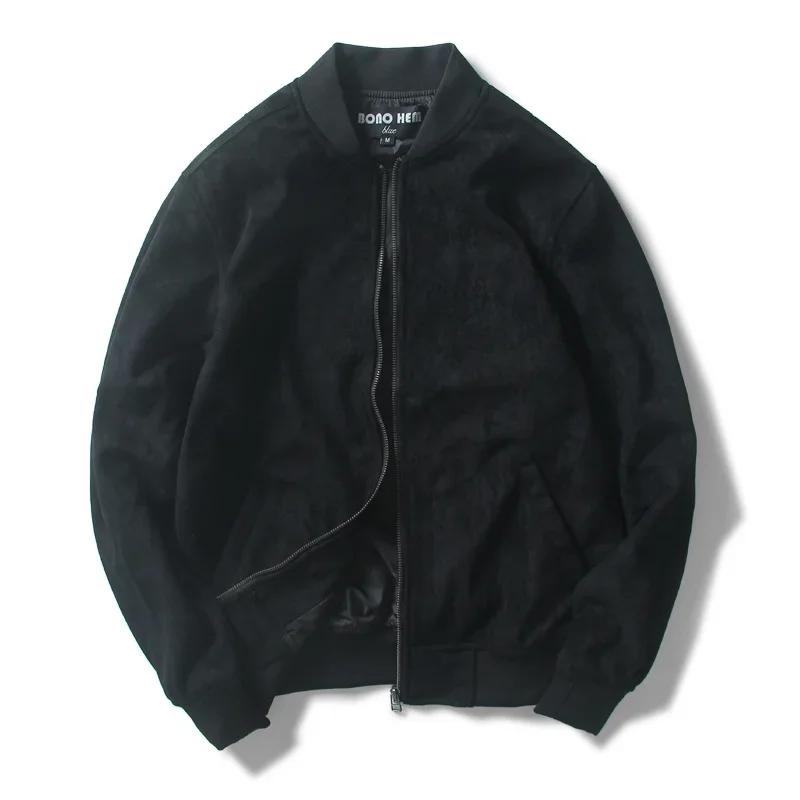 Suede Stand Collar Men's Jacket Baseball Uniform Flight Suit Young and Middle-Aged Jacket Short Top