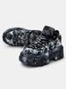 Retro Heavy Metal Platform Men's and Women's Graffiti Punk Muffin Black Rivets Small Height Increasing Dad Shoes