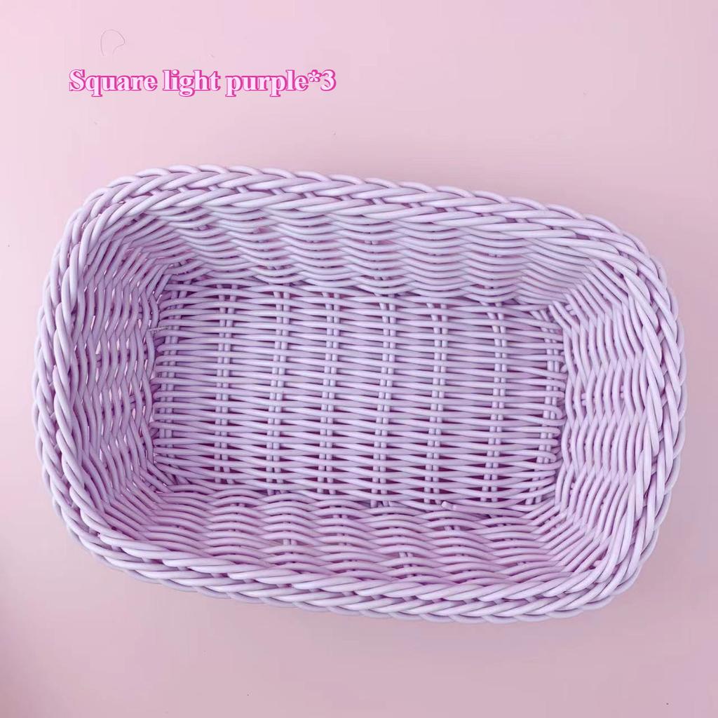 3pcs Love Heart Shape Plastic Rattan Basket Sweet Candy Gift Basket Photo Props Cute Desktop Decoration Cosmetics Fruit Basket