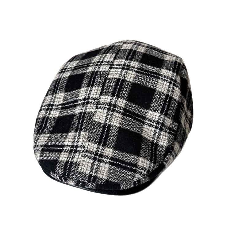 Plaid reverse forward hat women's spring and autumn casual versatile painter hat British retro men's newsboy hat