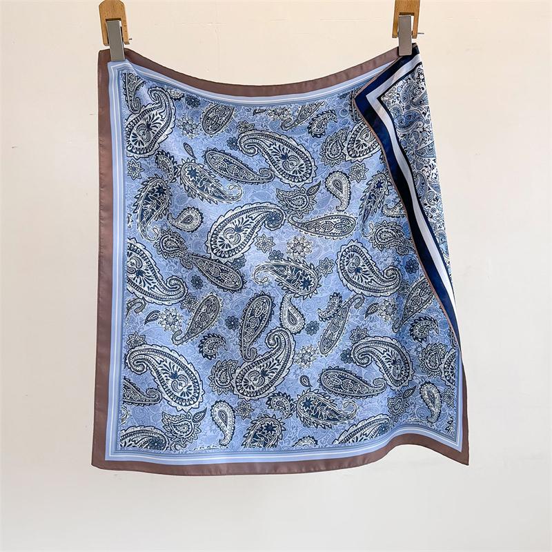 Luxury  Square Scarf Design Double Side Shawl Wrap 70Cm Print Twill Silk Women Hijab Female Foulard Headband Bandana