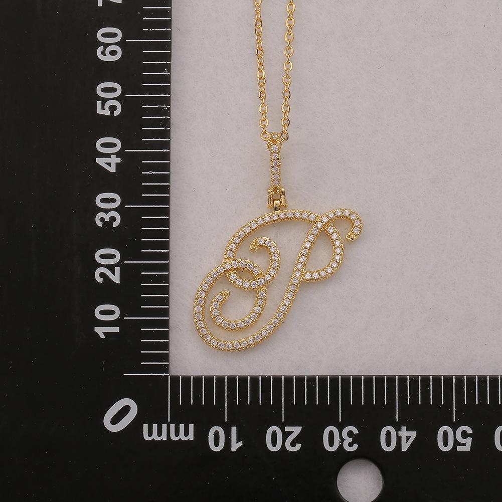 A-Z Cursive Initial Letter Pendant Necklace For Women Simple Rope Chain Pendant Necklace Jewelry Gift